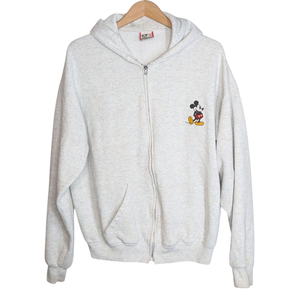 Disney Light Gray Hoodie with Mickey Mouse Embroidery